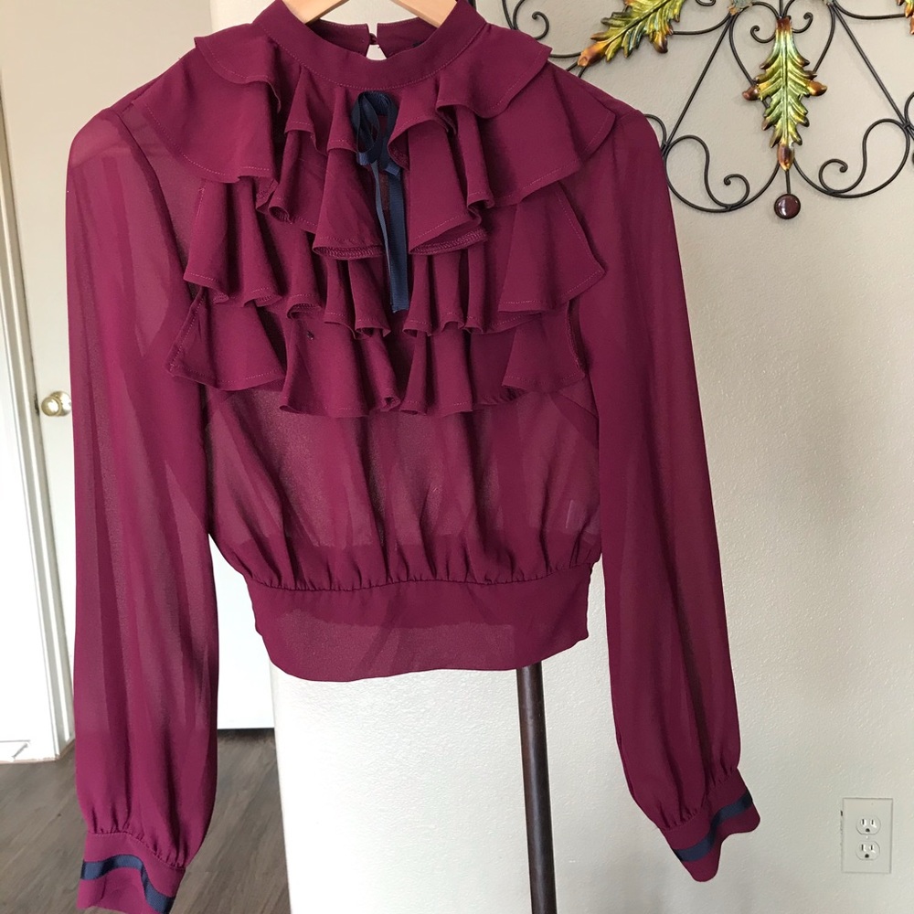 Maroon long sleeved blouse